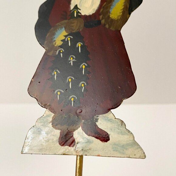 Vintage Santa Claus Wall Hook Hand Painted Metal Christmas Decoration - Picture 15 of 16